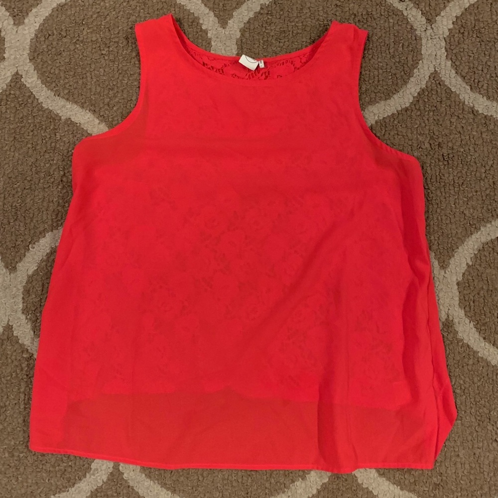 Pinkish Red Tank Top with Floral Pattern Underlay